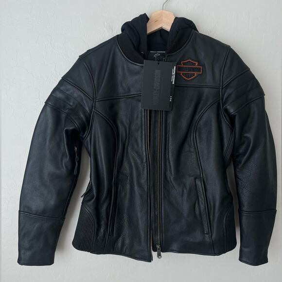 Harley Davidson 3 in 1 leather motorcycle jacket large NWT women's - Picture 4 of 14